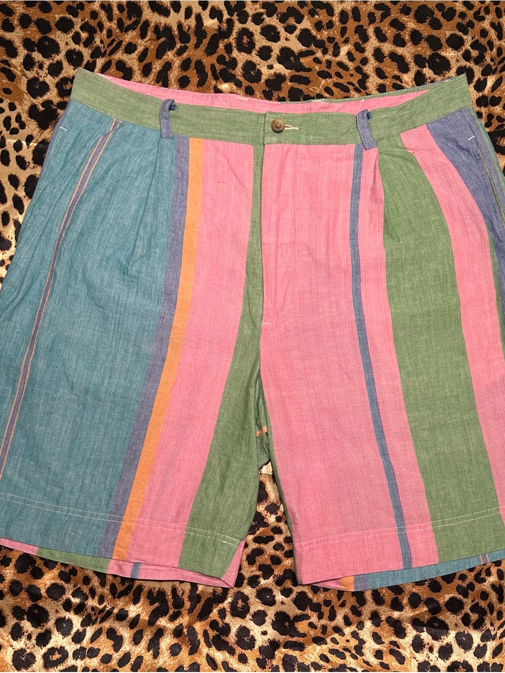 Vintage 90s Nautica Striped Pleated Multicolor Pastel Chino Shorts